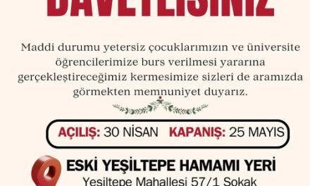 İhtiyaç Sahibi Çocuklarımız ve Üniversite Öğrencilerimize Destek Amacıyla Düzenlenecek Kermes Duyurusu